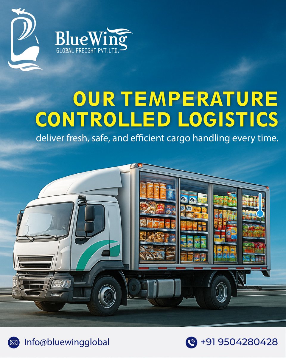 bluewingglobal's tweet image. Transporting perishables? Our cold-chain logistics ensure freshness from warehouse to delivery. Maintain temperature. 
Ensure quality.

#Indianlogistics #indianshipment #frightservices #logisticsservices #logisticsupdates