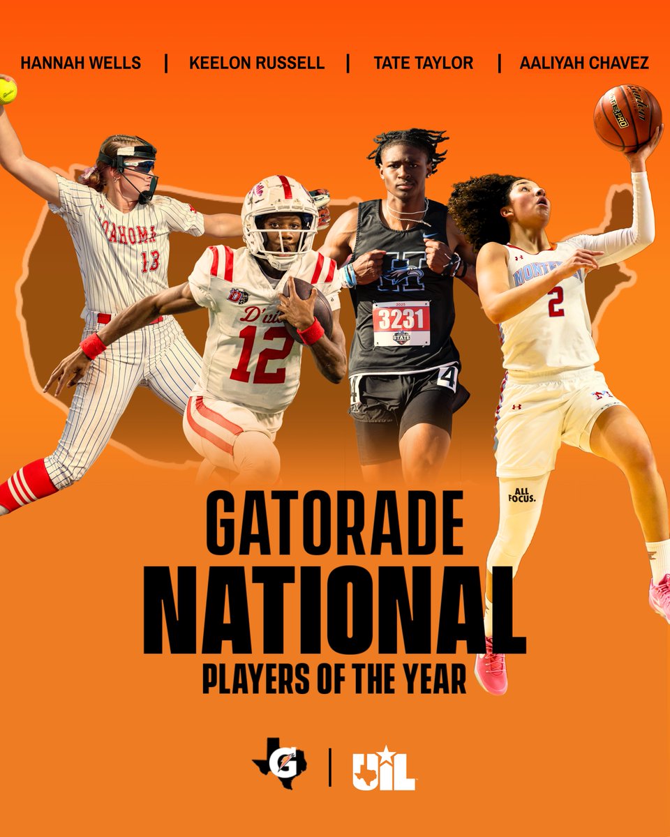 ICYMI— Texas had FOUR National <a href="/Gatorade/">Gatorade</a> Players of the Year! 

Congrats to these outstanding student-athletes on this national recognition! Texas with more #GatoradePOY than any other state. 

bit.ly/NationalGatora…
