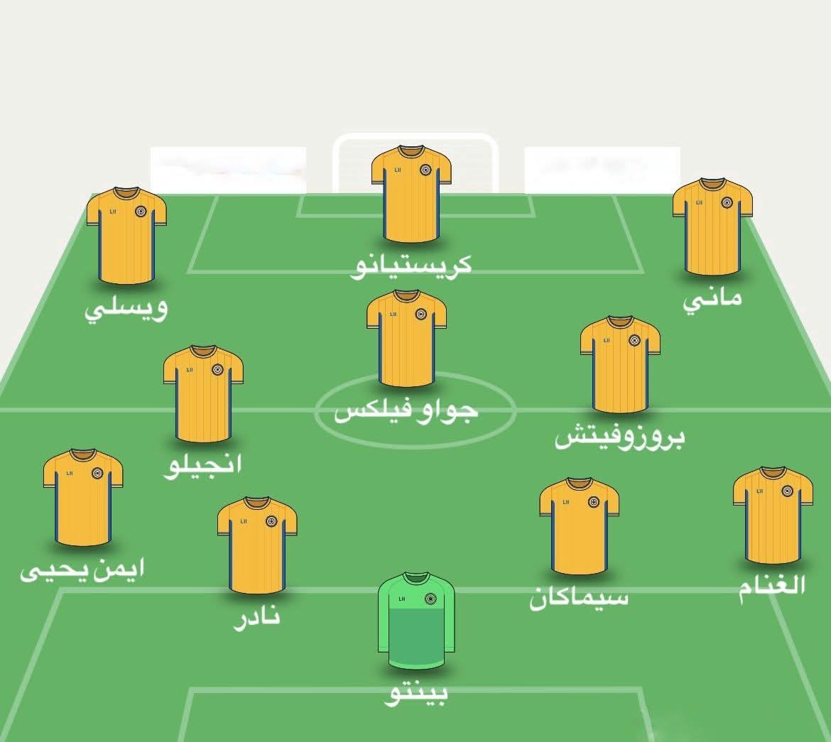 الأسطورة كريستيانو رونالدو وفليكس يقودان تشكيلة النصر الرسمية لمباراة تولوز بعد قليل 💛👇