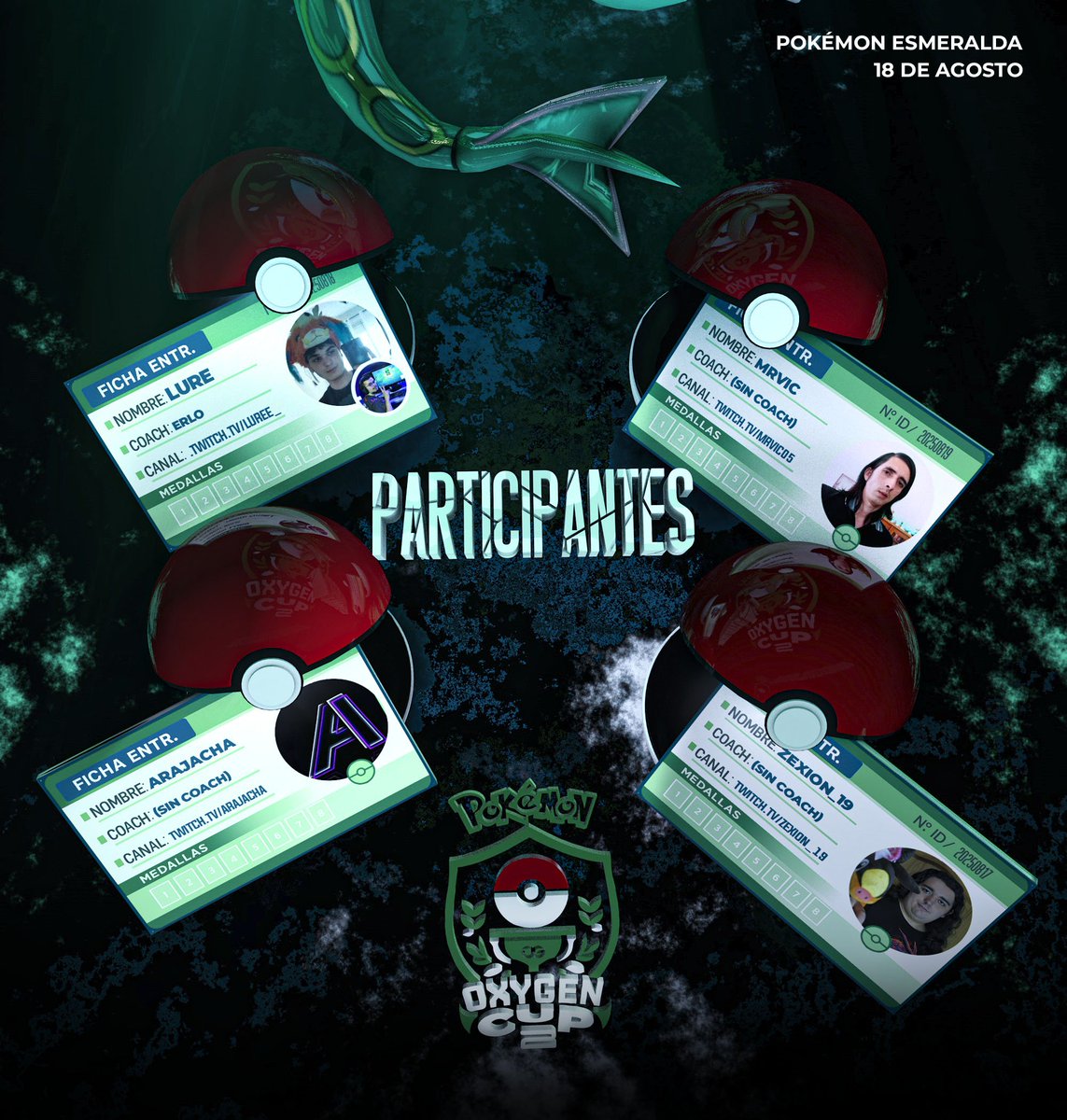 Aquí tenemos más participantes de la #OxygenCup2, se está poniendo la cosa interesante 🏆

🟢 <a href="/lur333mix/">lure</a> &amp; <a href="/erIo__/">Erlo</a>
🟢 <a href="/MrVic005/">Mr. Vic 💚🎮</a>
🟢 <a href="/arajacha_/">ARAJACHA</a> 
🟢 <a href="/Zexion_19/">Zexion19</a> 

¡Os esperamos por Hoenn! 💚

#HungryForSuccess