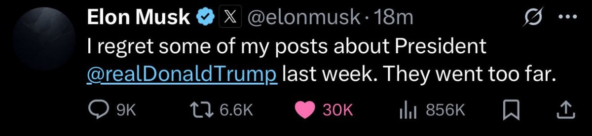 🚨BREAKING: Elon Musk stuns the world by giving President Trump a MASSIVE Apology sent to 220 million Followers on 𝕏 ❤️

Give me a thumbs up 👍, if you agree "MAGA" needs both President Trump and Elon Musk for Making America Great Again!!