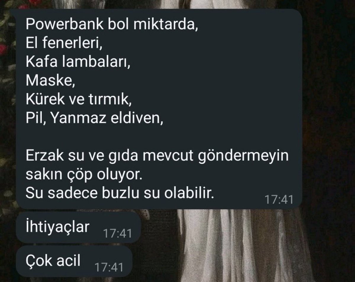 BURSA HARMANCIK MADEN MEVKİİ ACİL İHTİYAÇ!
Götürmeyecek olan yazsın 50 kişi yönlendirelim onlar alsın
İhtiyaçlar:
-Powerbank
-El feneri, kafa lambası
-Maske, pil, yanmaz eldiven
-Kürek, tırmık
Su ve erzak gönderMEYİN Yeterince var. Sadece BUZLU SU kabul ediliyor
#BURSAYANIYOR