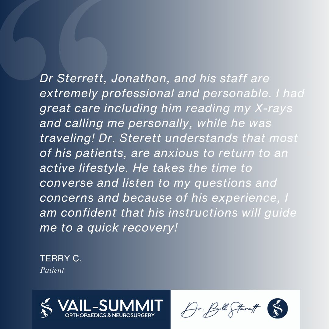 Terry C. shares why she trusted Dr. Sterett and his team to get her back to an active lifestyle. 

From expert care to personal connection, Team Sterett goes the extra mile 🙌

buff.ly/EeOUmJE 

#PatientPraise #TeamSterett #VSON #Orthopaedics #SportsMedicine