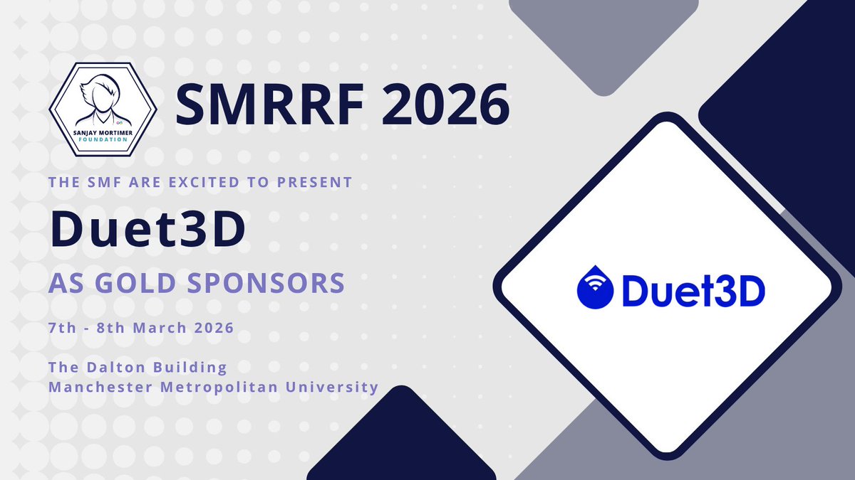 The_SMF_'s tweet image. We’re thrilled to welcome @Duet3D as a Gold Exhibitor at #SMRRF2026!

Known for their open-source motion control systems, Duet3D powers the next generation of 3D printers, CNCs &amp;amp; more.

📍 7–8 Mar | @ManMetUni 
🎟️ bit.ly/404onkU

#Duet3D #3DPrinting #STEM
