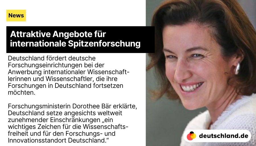 de_deutschland's tweet image. +++ Attraktive Angebote für internationale #Spitzenforschung

🇩🇪 Hier findest du die wichtigsten Informationen über die #Außenpolitik und internationalen Beziehungen Deutschlands.

👉deutschland.de/de/news/deutsc…

#NewsDE