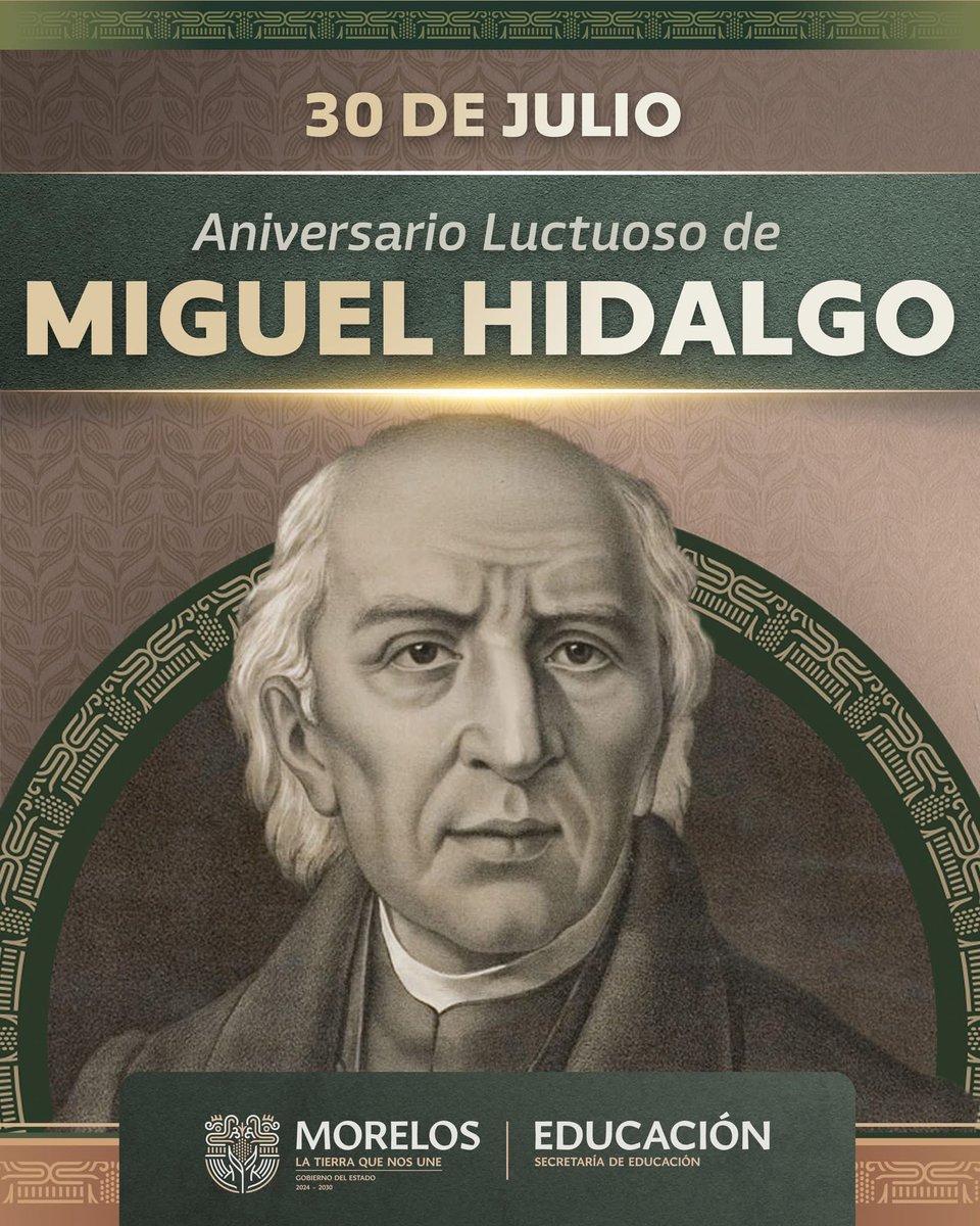 ✨ Conmemoramos el legado de Miguel Hidalgo, padre de la patria, quien el 16 de septiembre de 1810 dio el histórico Grito de Dolores, iniciando la lucha por la independencia de México.  🇲🇽

¡Su ejemplo nos recuerda que el valor y la convicción pueden transformar la historia! 👏🏻