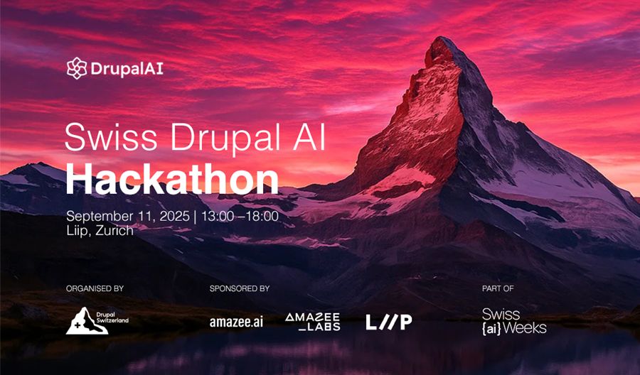 We’re teaming up with <a href="/amazeeio/">amazee.io</a>, <a href="/liip/">Liip</a>, and <a href="/drupalch/">Drupal Switzerland</a> for the Swiss Drupal AI Hackathon! 

🗓 11 Sept | 📍 Zurich

Prototype with the Drupal AI module, ETH's Swiss LLM &amp; expert mentors.

Just 30 spots → buff.ly/bp7fWTF

#Drupal #AI #SwissAIWeeks #Hackathon