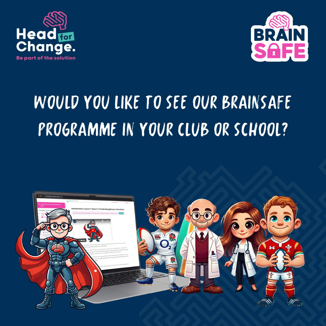 Head for Change (@head4change) on Twitter photo Would you like to get involved in our BrainSafe programme? 🧠
We're rolling out to schools and clubs across the UK in September.
If you'd like to see us in your school or club, email hello@headforchange.org.uk to get involved.
#BrainSafe #BrainHealthInSport Would you like to get involved in our BrainSafe programme? 🧠
We're rolling out to schools and clubs across the UK in September.
If you'd like to see us in your school or club, email hello@headforchange.org.uk to get involved.
#BrainSafe #BrainHealthInSport
