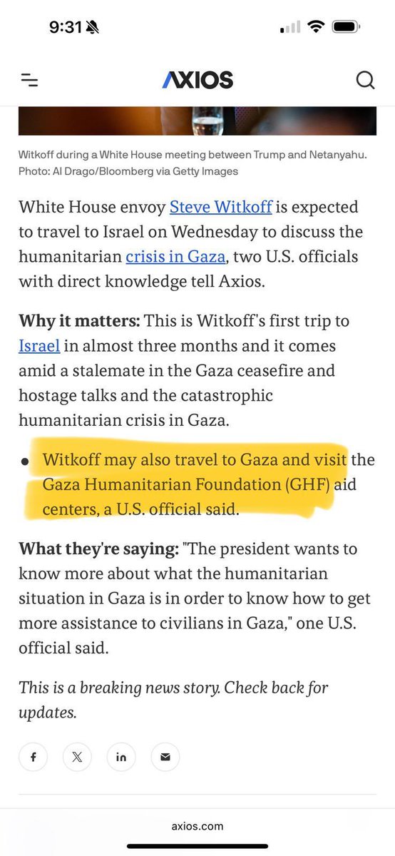 This idea that the aid situation needs to be studied by Witkoff is not serious. There is looting bc they only let in 10 trucks a day for 2 million people. There are shootings because the IDF and mercenaries are shooting. There are massive crowds because there are only 4