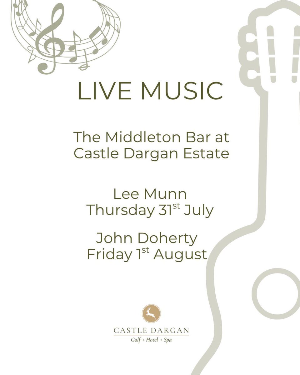 Live music this weekend at The Middleton Bar! Join us at Castle Dargan Estate for great tunes and a relaxed vibe. Whether you're catching up or winding down, it's the perfect weekend spot. #LiveMusic #MiddletonBar #WeekendVibes #Sligo