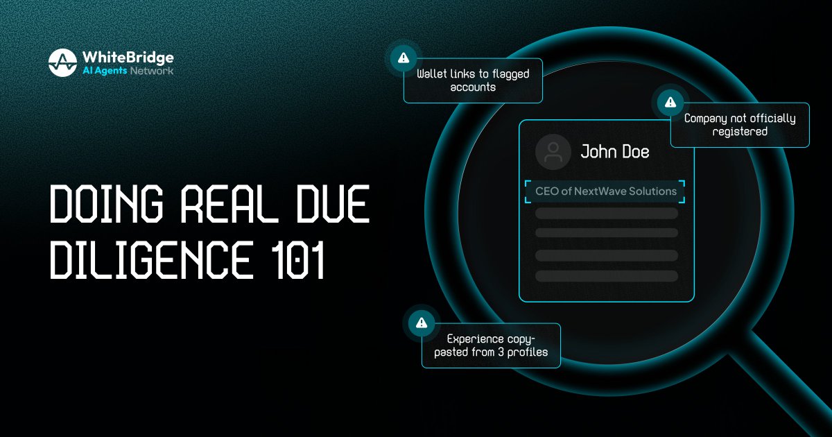 Doing Real Due Diligence 101

case: A protocol gearing up for expansion. New hires, new partners, new investors. Everyone’s DMing intros and dropping LinkedIn profiles.

issue: it all looks legit, until it’s not. Outdated bios, copy-pasted experience, and “advisors” who aren’t