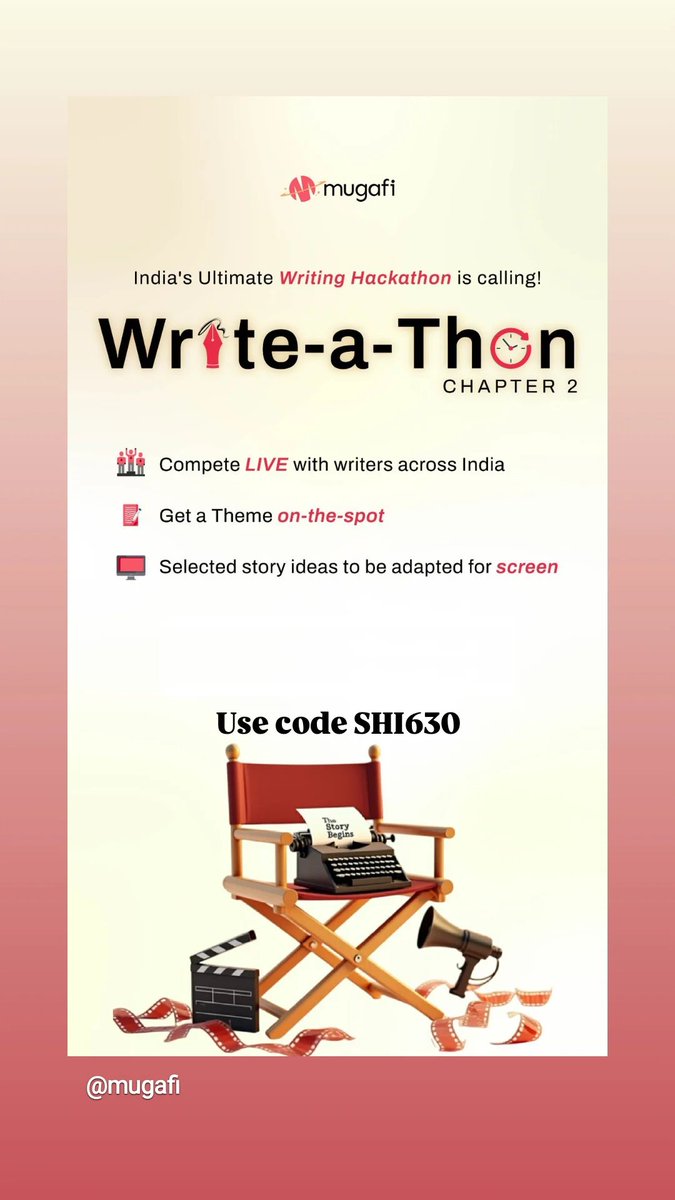 Use my Code: SHI630
Register now: mugafi.com/writeathon-2?f…

#writerscommunity #writersoftwitter #writers
<a href="/mugafi/">Mugafi</a>