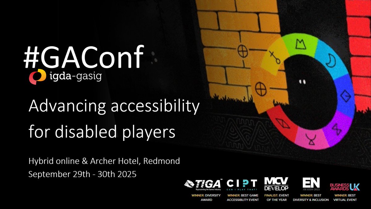 The Game Accessibility Conference (@ga_conf) on Twitter photo 📢 GAconf USA first speakers announced! <a href="/champutee_/">champutee</a>, <a href="/thebillygregory/">Billy Gregory</a>, <a href="/dynamic_reacts/">Dynamic “Dangerous” Reactions</a>, <a href="/vicariouslydrew/">Drew McCrory</a>, <a href="/momoxmia/">Morgan Baker</a>, and <a href="/TheSlasherChick/">Améliane 🕹️ (inactive)</a>.
🗓️ Two months today! 29th-30th Sept, hybrid online & Redmond. Tickets on sale now, registration & info at GAConf.com 📢 GAconf USA first speakers announced! <a href="/champutee_/">champutee</a>, <a href="/thebillygregory/">Billy Gregory</a>, <a href="/dynamic_reacts/">Dynamic “Dangerous” Reactions</a>, <a href="/vicariouslydrew/">Drew McCrory</a>, <a href="/momoxmia/">Morgan Baker</a>, and <a href="/TheSlasherChick/">Améliane 🕹️ (inactive)</a>.
🗓️ Two months today! 29th-30th Sept, hybrid online & Redmond. Tickets on sale now, registration & info at GAConf.com