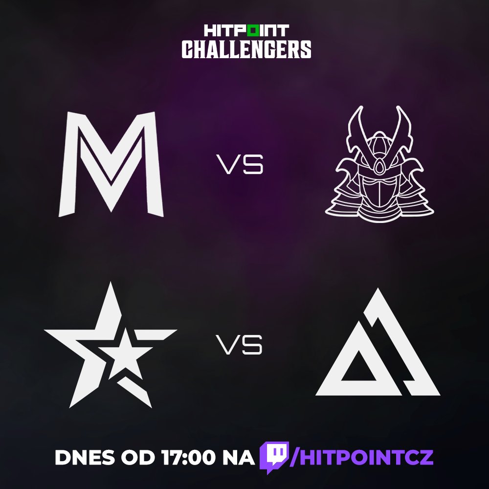 Hitpoint.cz (@hitpointcz) on Twitter photo 🎮 Dnešní den patří Challengers lize!
V 17:00 startuje další kolo – čekají nás zápasy:
<a href="/Meavedron/">UP2U Meavedron</a> 🆚 <a href="/CitaKaizen/">CITA KAIZEN</a>
<a href="/esubacz/">eSuba</a> Academy 🆚 <a href="/Delta_Syndicate/">Delta Syndicate</a>
📺 Sleduj živě na: twitch.tv/hitpointcz 🎮 Dnešní den patří Challengers lize!
V 17:00 startuje další kolo – čekají nás zápasy:
<a href="/Meavedron/">UP2U Meavedron</a> 🆚 <a href="/CitaKaizen/">CITA KAIZEN</a>
<a href="/esubacz/">eSuba</a> Academy 🆚 <a href="/Delta_Syndicate/">Delta Syndicate</a>
📺 Sleduj živě na: twitch.tv/hitpointcz