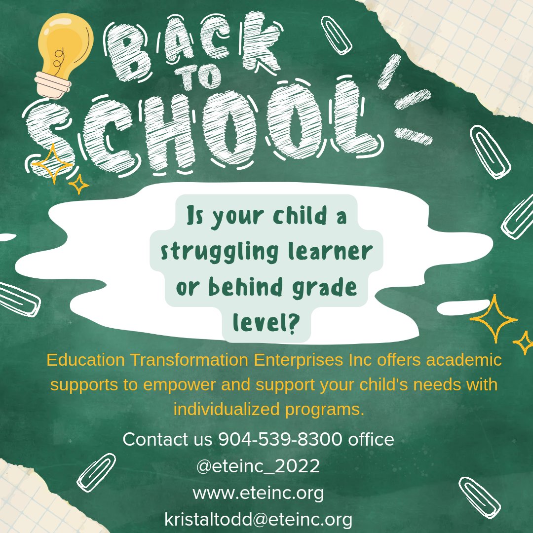 kst_notary's tweet image. Education Transformation Enterprises Inc provides academic supports for learners in grades K-12. We support the work this organization does within the community. #learningcenter #tutoring #individualizedlearning #educationalternatives