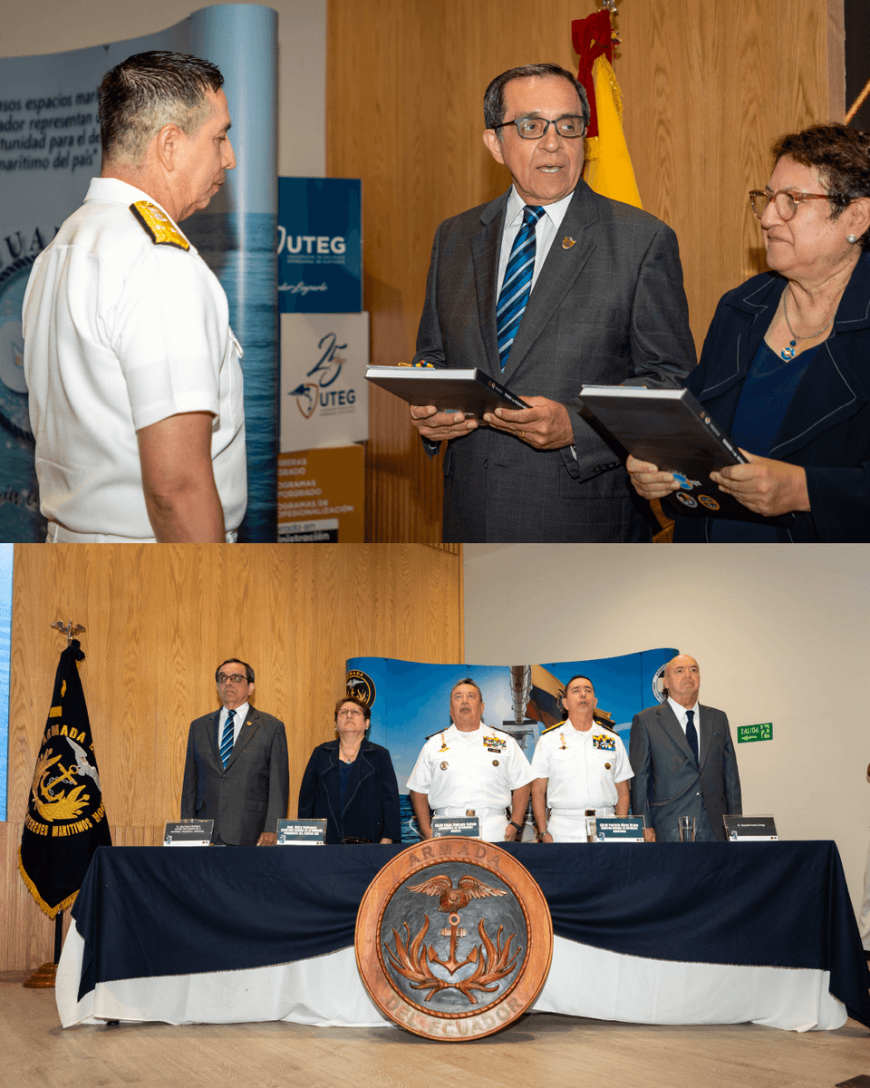 La #UTEG fue sede del lanzamiento de la III Edición del libro: "Ecuador y los intereses marítimos", una valiosa publicación de la <a href="/armada_ecuador/">Armada del Ecuador</a> que busca fortalecer el conocimiento sobre la geopolítica marítima, la soberanía nacional y los recursos oceánicos del país. 👏🏻🚢