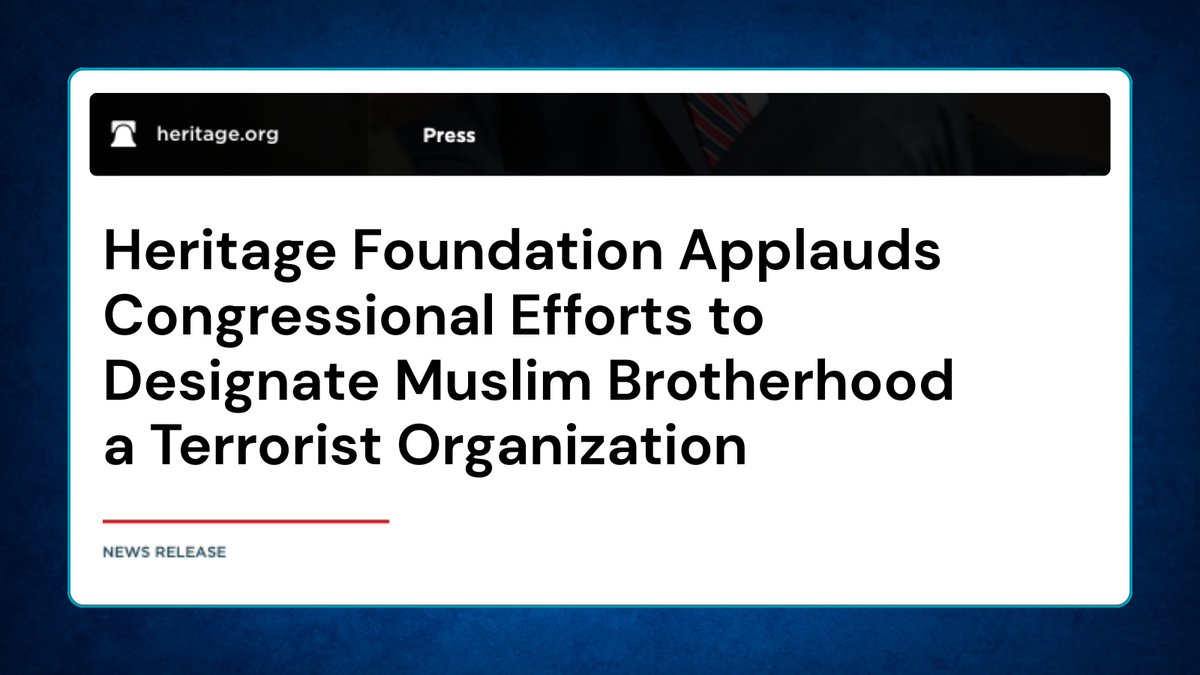 Cody Sargent (@codydsargent) on Twitter photo š„ <a href="/Heritage/">Heritage Foundation</a> is backing efforts on the Hill to formally designate the Muslim Brotherhood as a terrorist organization, saying the group is "the ideological engine behind modern Islamist terrorism."
<a href="/Heritage_Action/">Heritage Action</a> has endorsed <a href="/SenTedCruz/">Senator Ted Cruz</a>'s legislation to make the designation. š„ <a href="/Heritage/">Heritage Foundation</a> is backing efforts on the Hill to formally designate the Muslim Brotherhood as a terrorist organization, saying the group is "the ideological engine behind modern Islamist terrorism."
<a href="/Heritage_Action/">Heritage Action</a> has endorsed <a href="/SenTedCruz/">Senator Ted Cruz</a>'s legislation to make the designation.