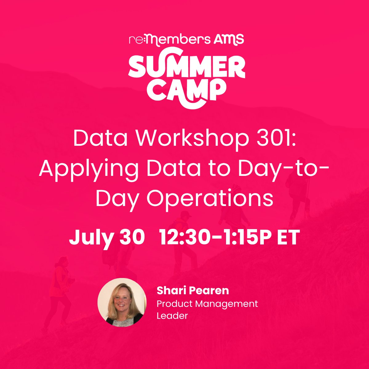 Day 3 is here, Campers! 📯

Join Shari Pearen at 12:30 PM ET for a hands-on data session 📊
🎯 Actionable insights
🎯 KPIs that matter
🎯 Building data culture

Register: loom.ly/V6SXbx4
Login: loom.ly/igAB5Zs
Schedule: loom.ly/JKcJKIs
#reMembersAMS