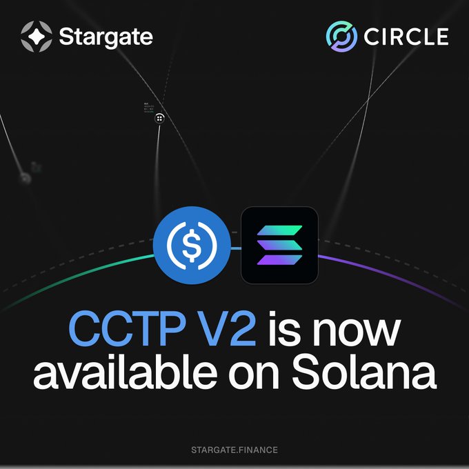 CCTP V2 now available on Solana announcement by Stargate Finance