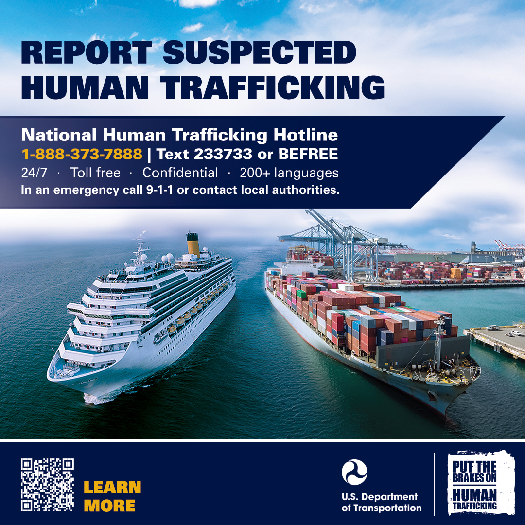 July 30 is World Day Against Trafficking in Persons.

Interested in learning more about how human trafficking intersects with transportation?

Read more: transportation.gov/stop-human-tra…

#PutTheBrakesOnHumanTrafficking