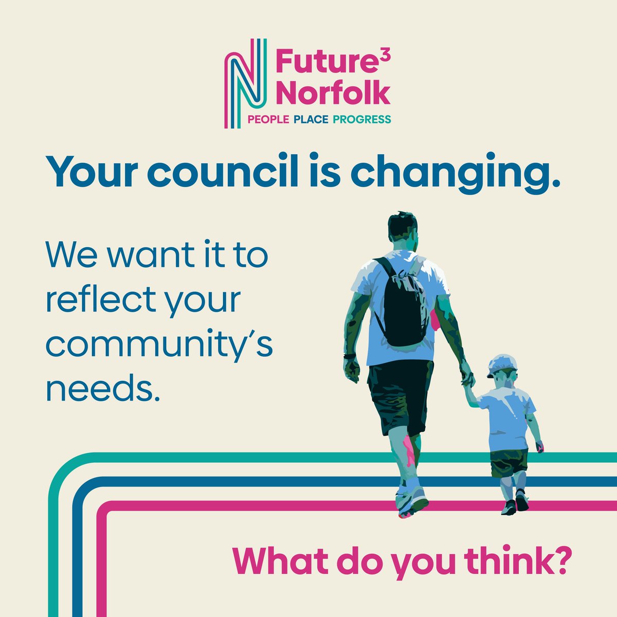 PEOPLE PLACE PROGRESS: How council services are run in Norfolk is changing - and we want to hear what matters most to you.

Tell us your views to help shape the future of Norfolk via: futurenorfolk.com