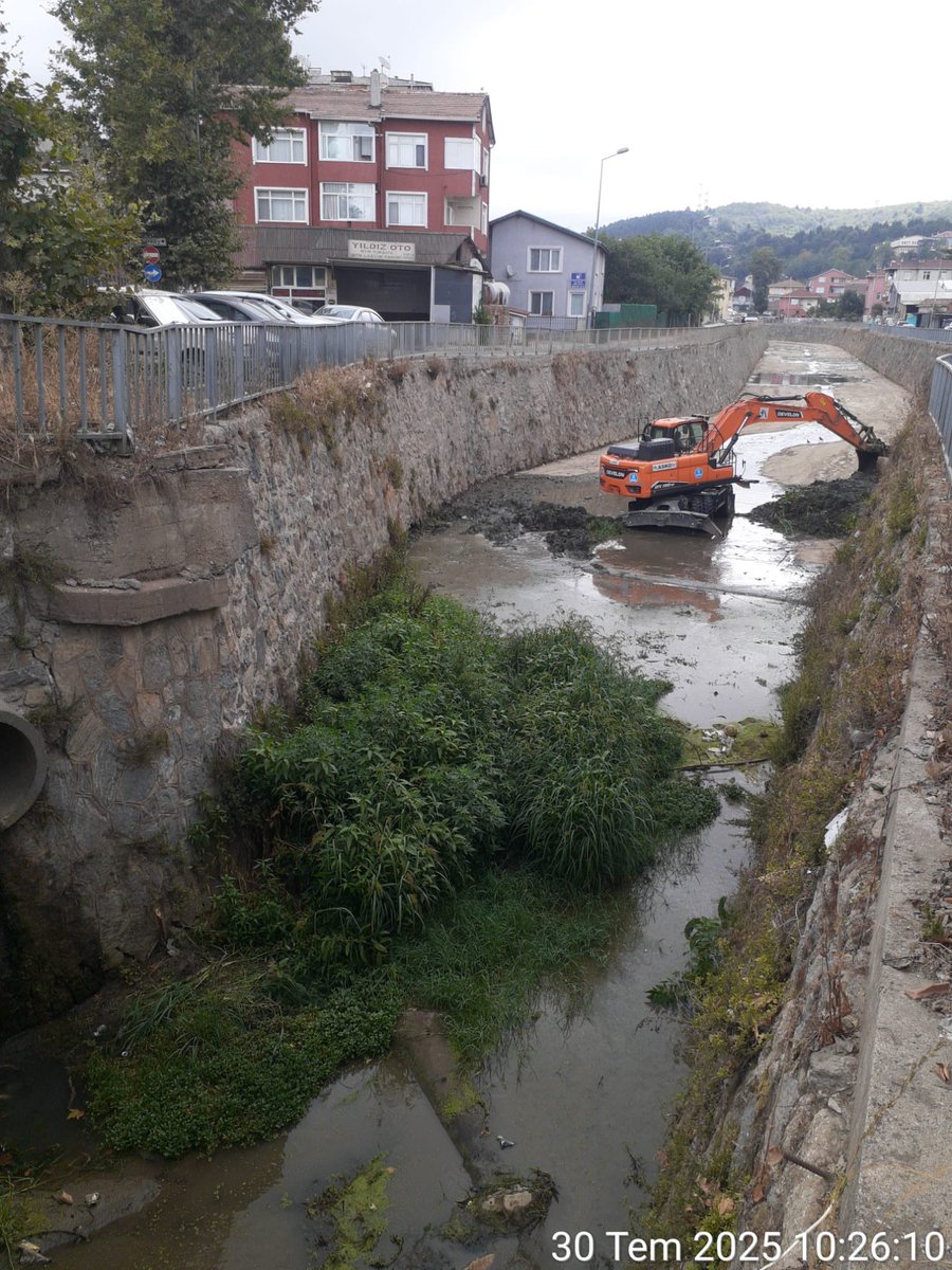 Yaz aylarında koku ve sinek oluşumunu engellemek için Beykoz Deresindeki temizlik çalışmalarımız devam etmektedir.