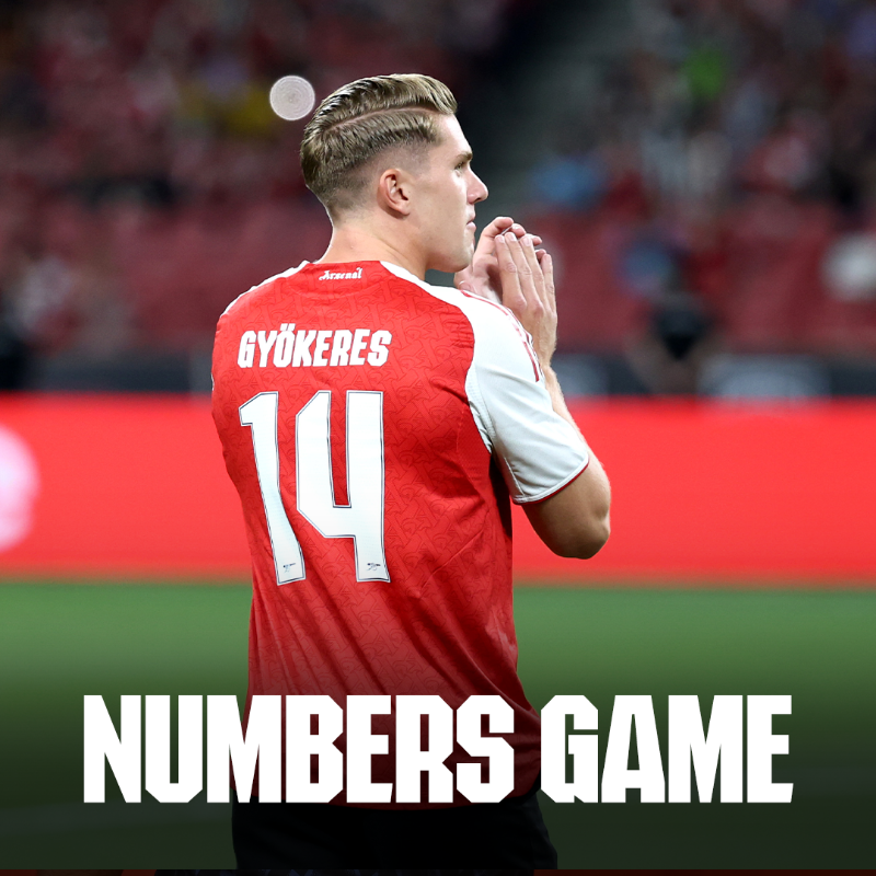 Arsenal's tweet photo. A new name above an iconic number 🫡

With Viktor Gyökeres inheriting the 14 shirt, we take a look at the stats and history behind our squad numbers 🔢