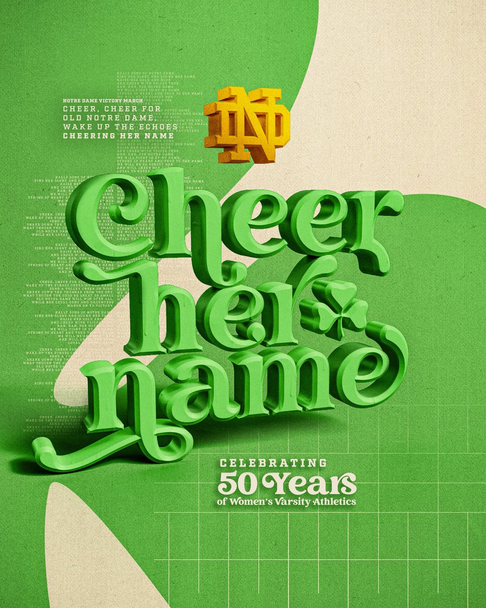CHEER HER NAME 💚

We're kicking off a yearlong celebration of 50 years of women's varsity athletics at <a href="/NotreDame/">University of Notre Dame</a> → goiri.sh/4l2G7EQ

#GoIrish☘️