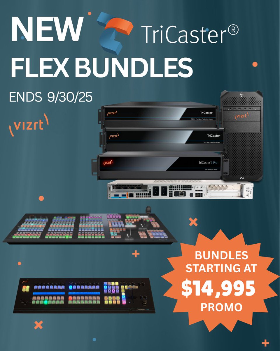 Bundle &amp; Save! 

Get the perfect TriCaster + Flex Control Panel combo—5 configurations at the best bundle prices even now through Sept 30, 2025!

Promo sheet: ow.ly/G19350WxxoZ

#TriCaster #Vizrt #LiveProduction