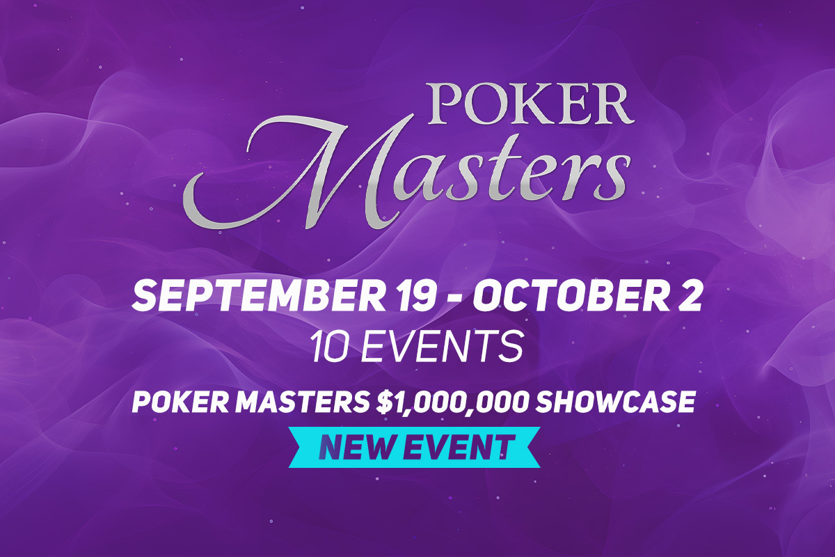 The Poker Masters is BACK and BIGGER than ever from September 18 - October 2 from the <a href="/PokerGO/">PokerGO</a> Studio at <a href="/ARIAPoker/">ARIA Poker</a>!

The 🔟 event schedule includes the opening multi-flight Poker Masters $1,000,000 Showcase. There are two Day 1 flights and a $1,000,000 prize pool guarantee.