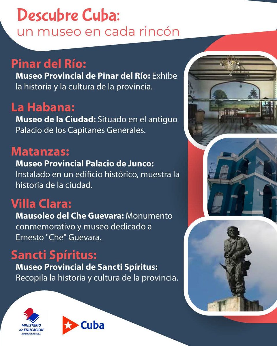 🇨🇺 Museos son verdaderos tesoros que guardan la historia de una nación. #Cuba cuenta con muchos espacios dedicados a salvaguardar nuestra historia patria.
<a href="/CubaMined/">MINED</a> 
#VeranoSiemprejóven