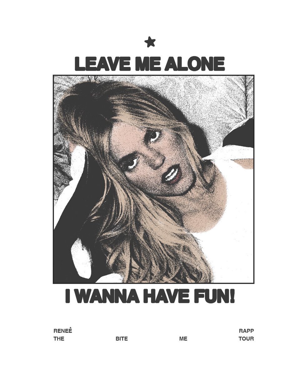 desbychar's tweet photo. reneé rapp 'bite me tour' merch design CONCEPTS .

all designed by me, please do not reuse / repost ⭐️ https://t.co/8MBDjyxFJU