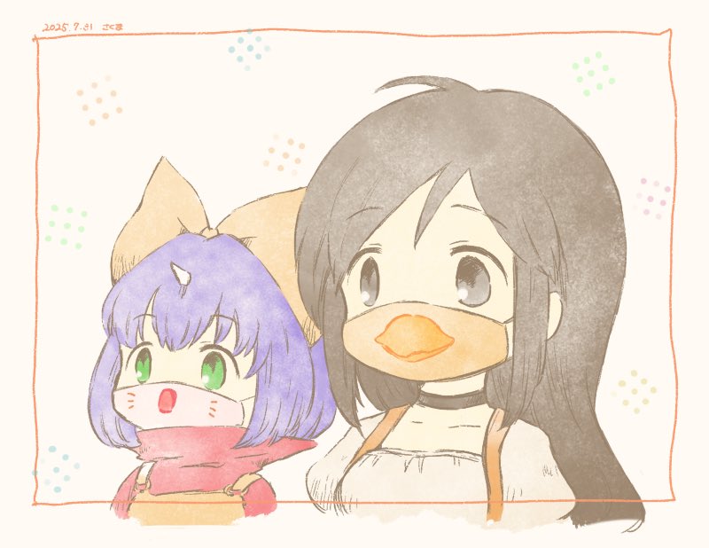 お題箱より『マスク着用のガーネット姫とエーコ』
面白マスクで　ありがとうございました〜
（仮面とかそっちの方のマスクでしたらすみません）