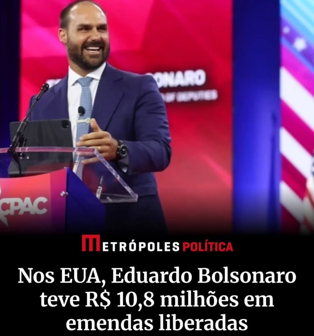 Isso é um tapa na cara dos brasileiros. O cara de licença da Câmara dos Deputados, recebendo salário, conspirando contra o Brasil e ainda teve emendas liberadas. A culpa maior disso tudo é do senhor  ⁦<a href="/HugoMottaPB/">Hugo Motta</a>⁩.