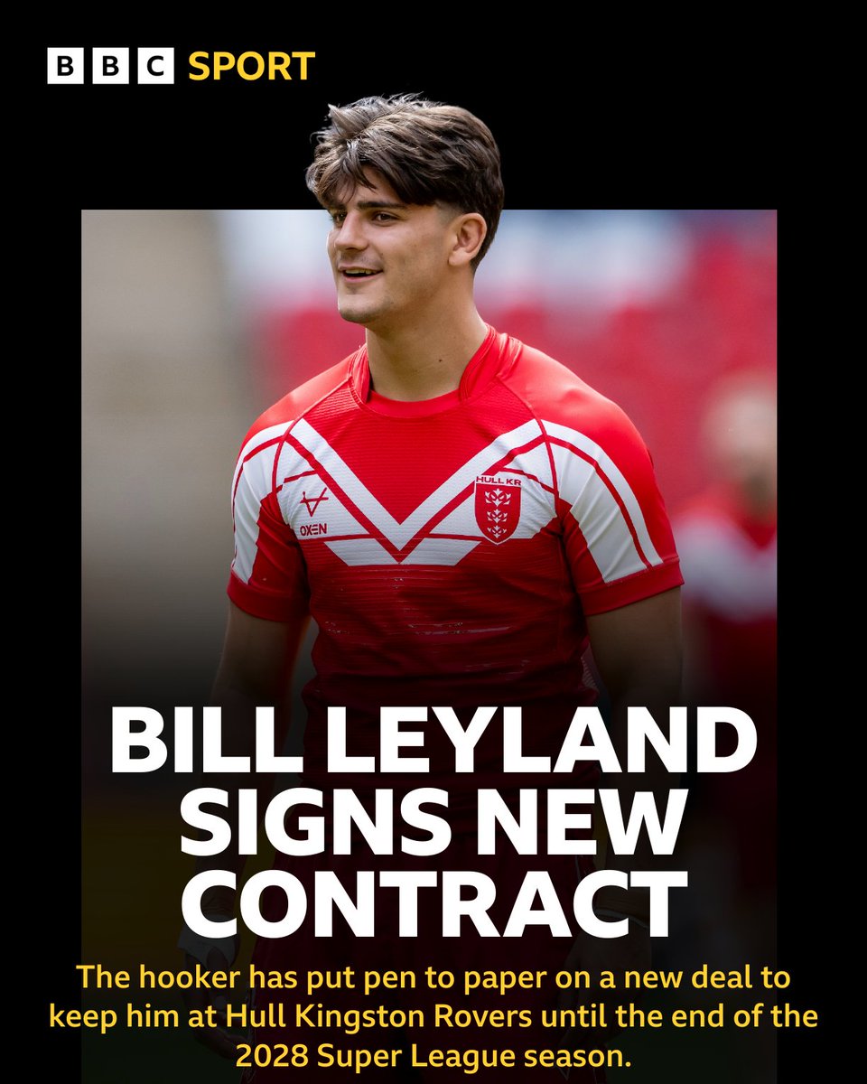 🚨 HULL KR NEWS 🚨

🏉 <a href="/hullkrofficial/">Hull KR</a> hooker Bill Leyland has signed a new contract to stay at the club until the end of the 2028 Super League season.

📻 Hear reaction on <a href="/RadioHumberside/">BBC Humberside</a> from 18:00: bbc.in/2ucPris

#UpTheRobins | #BBCRL