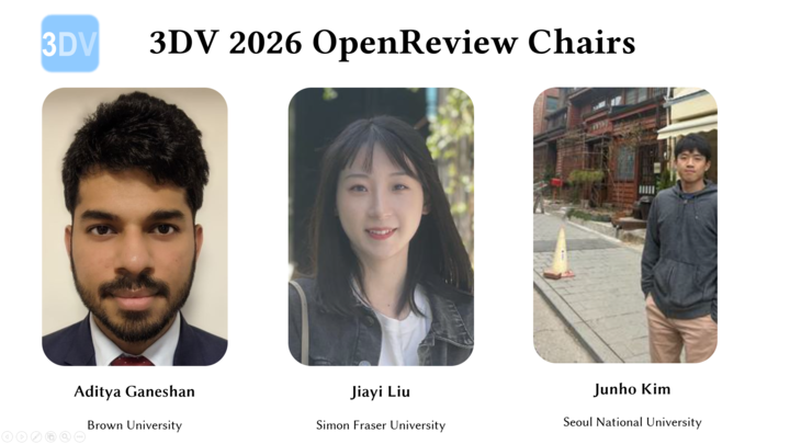 3DVconf's tweet photo. Meet the OpenReview Chairs for 3DV 2026!
We’re excited to have this amazing team leading the review process on OpenReview

Thank you for supporting a fair and transparent review process!
#3DV2026 #OpenReview #3DVision https://t.co/jU8npEy26l