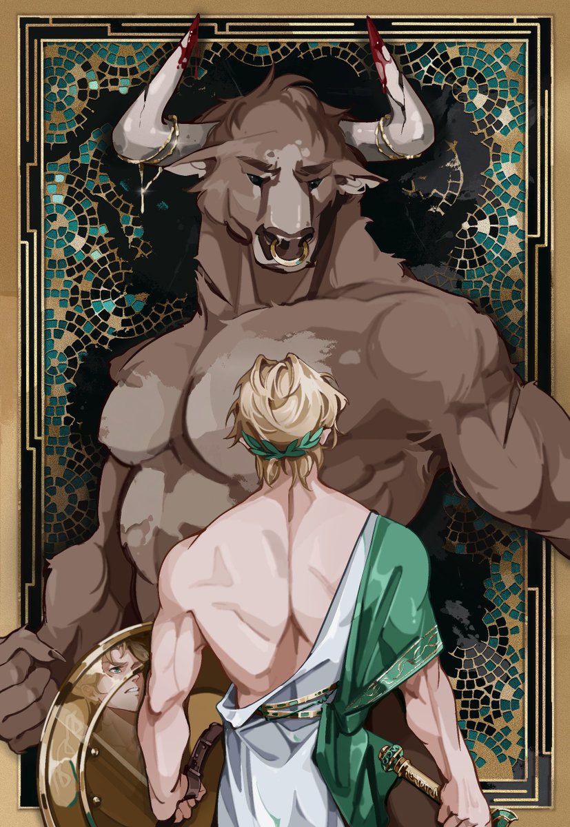 Theseus &amp; Minotaur🦬

| for an edition "Myths and Legends of Ancient Greece" |
#greekmythology