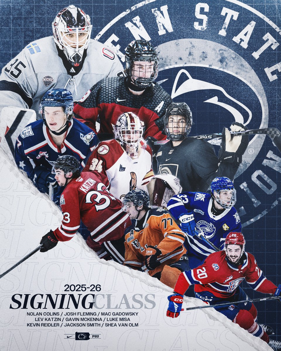 PennStateMHKY's tweet image. Loaded with talent and experience, Penn State introduces 9⃣ newcomers, rounding out its 2025-26 roster with the addition of four forwards, three defensemen and a pair of goaltenders!! 🏒🥅🚨

Read ➡️ gopsu.us/202526Recruiti…

#WeAre #HockeyValley