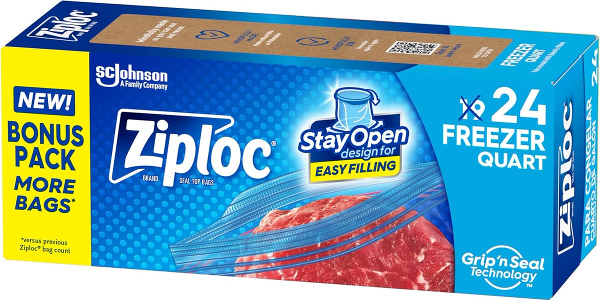savingwithvetta's tweet photo. Ziploc Quart Freezer Storage Bags, Stay Open Design, Easy to Fill, 24 count $2.37 SHIPPED!

Clip the 20% off coupon

https://t.co/GnpeyTvRoT

Choose Subscribe &amp; Save 
.
I receive payments for clicks, purchases, and/or registrations made through affiliate links in this post https://t.co/m0UBqn4KrG