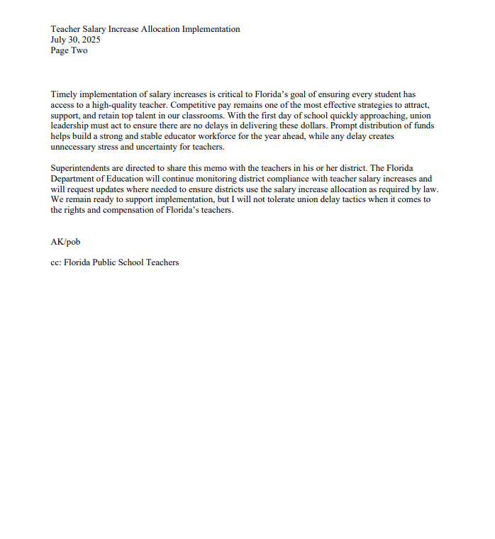 Anastasios Kamoutsas (@stasikamoutsas) on Twitter photo Since 2020, <a href="/GovRonDeSantis/">Ron DeSantis</a> has invested over $5 billion dollars to raise teacher pay. But local unions are delaying increases by playing politics- keeping teachers from the raises they deserve.
That is why I sent a letter to all school district teachers imploring that they Since 2020, <a href="/GovRonDeSantis/">Ron DeSantis</a> has invested over $5 billion dollars to raise teacher pay. But local unions are delaying increases by playing politics- keeping teachers from the raises they deserve.
That is why I sent a letter to all school district teachers imploring that they
