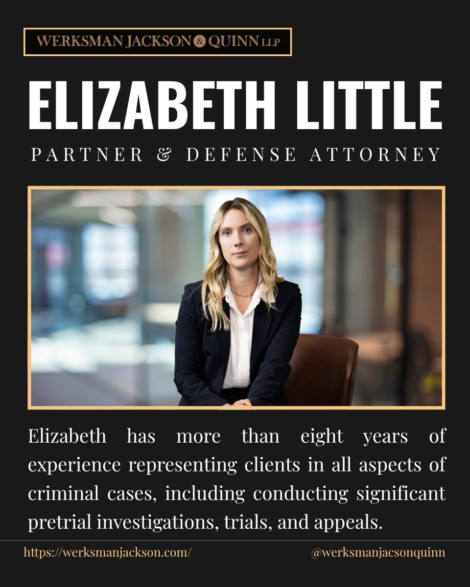 Elizabeth Little, partner at Werksman Jackson &amp; Quinn LLP, was a key member of the Karen Read defense team, helping secure a not guilty verdict. A USC Gould grad and expert in high-profile criminal cases, her record speaks for itself. Learn more: werksmanjackson.com/attorneys/eliz…