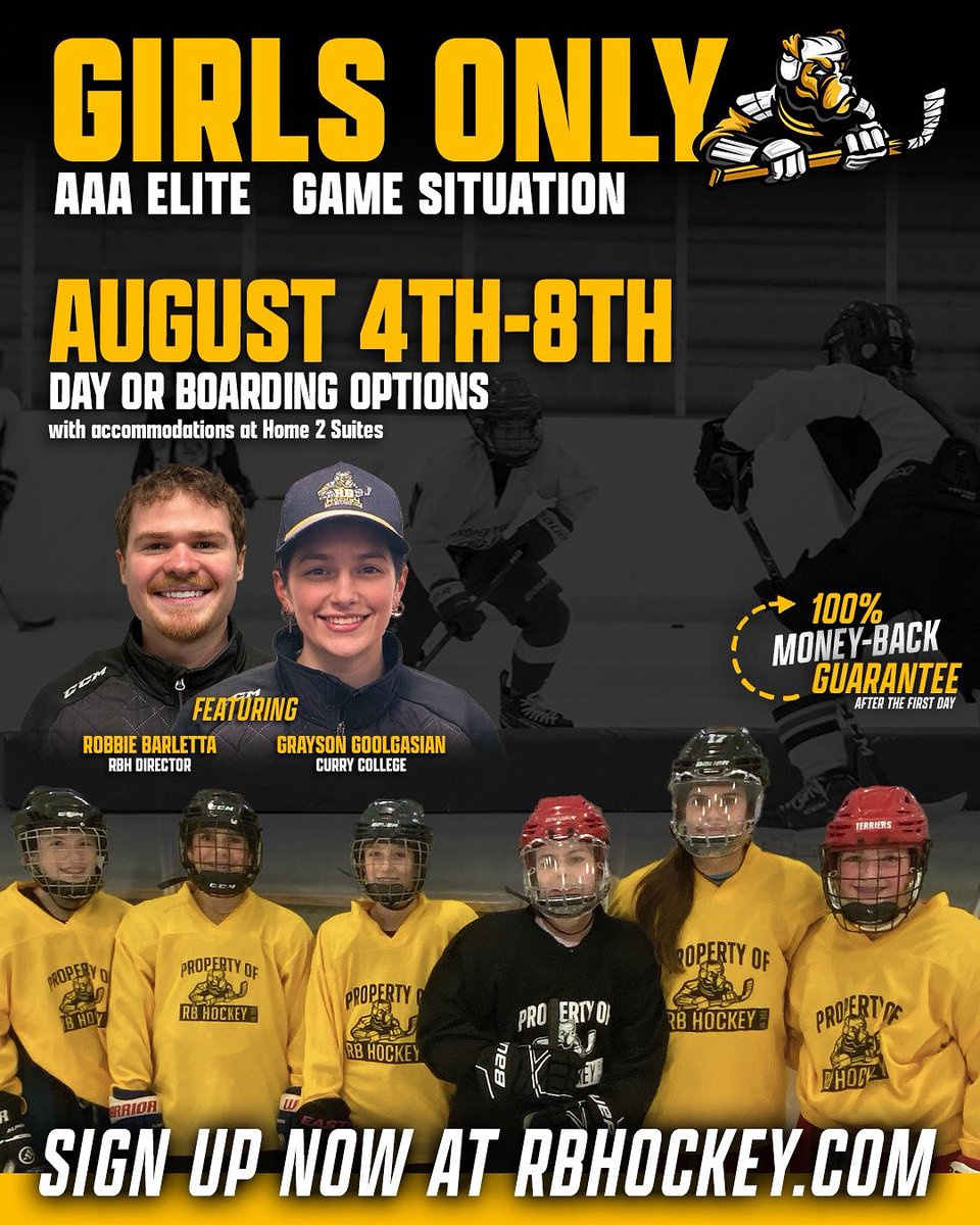 GIRLS ONLY CAMP NEXT WEEK! Be sure to get signed up!

#RBHockey
