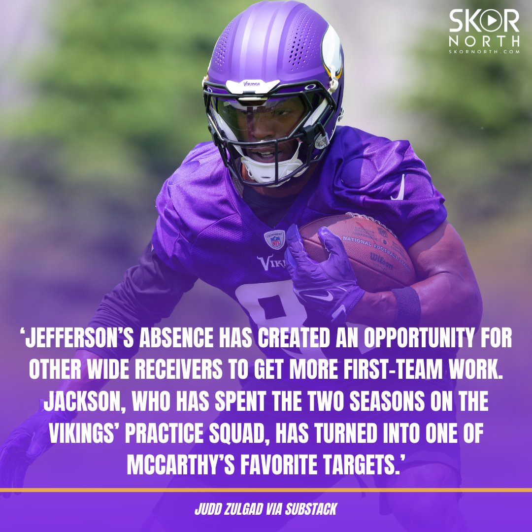 With Justin Jefferson sidelined because of a hamstring injury, Lucky Jackson is making the most of the opportunity at Minnesota #Vikings training camp. #SKOL