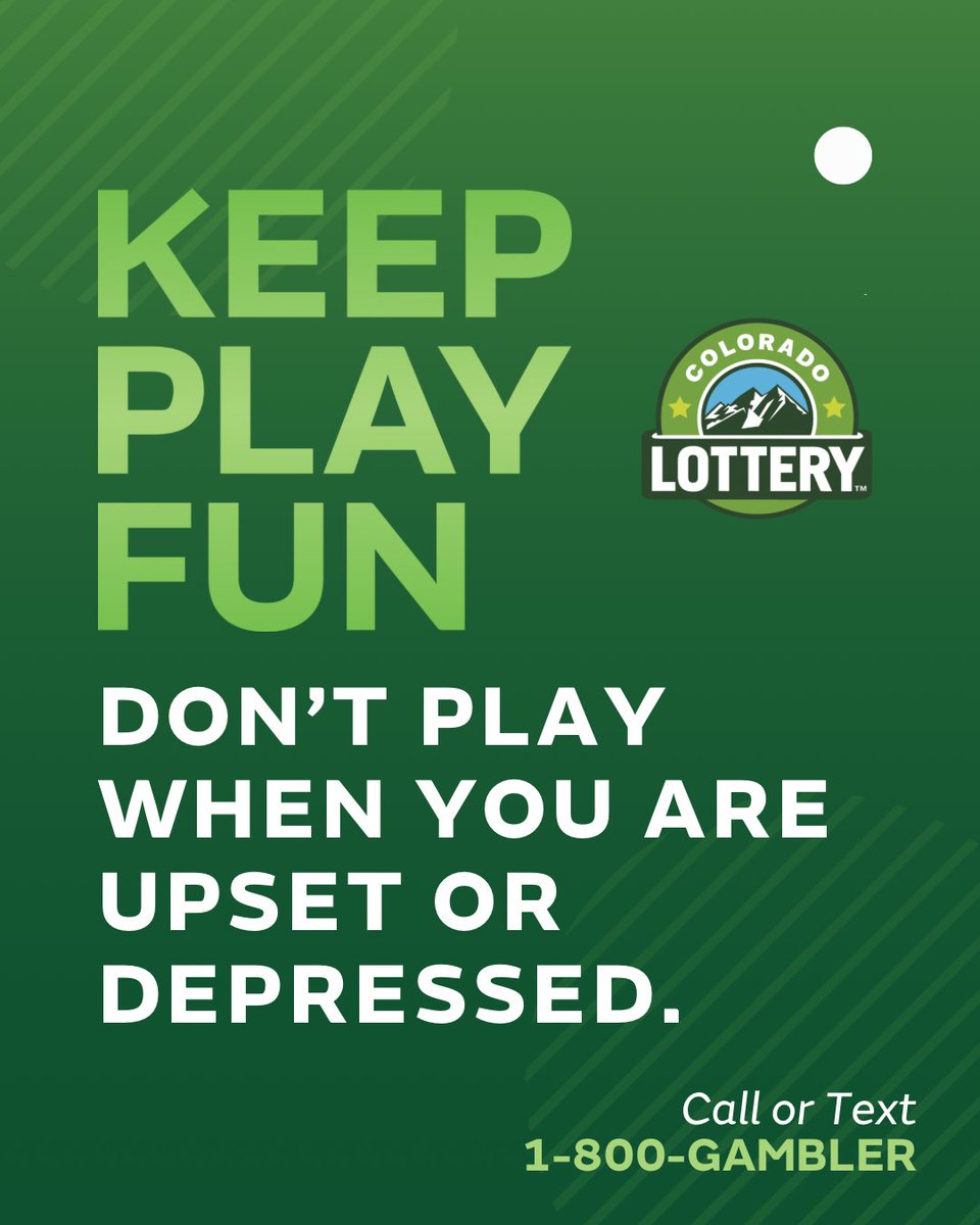 Keep play fun! Don’t play when you are upset or depressed. Call or text 1-800-gambler for help.