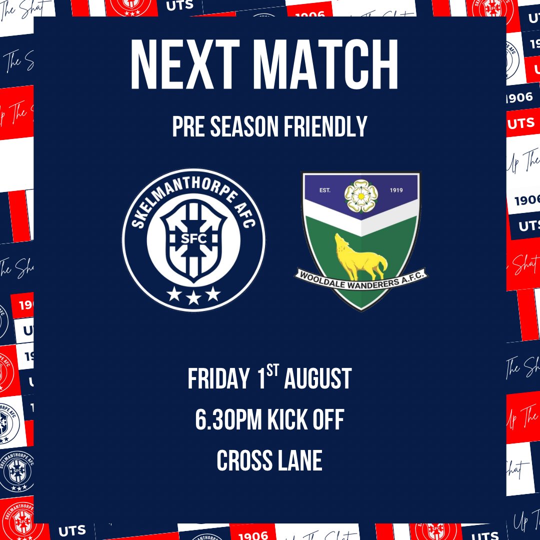 Skelmanthorpe FC (@skelmanthorpe_) on Twitter photo π£π₯π π¦πππ¦π’π‘ ππ₯πππ‘πππ¬
After a couple of trips away we return to Cross Lane for another pre season fixture.
We host <a href="/AfcWooldale/">Wooldale Wanderers AFC</a> on Friday night.
All support welcomed.
UTS! π£π₯π π¦πππ¦π’π‘ ππ₯πππ‘πππ¬
After a couple of trips away we return to Cross Lane for another pre season fixture.
We host <a href="/AfcWooldale/">Wooldale Wanderers AFC</a> on Friday night.
All support welcomed.
UTS!