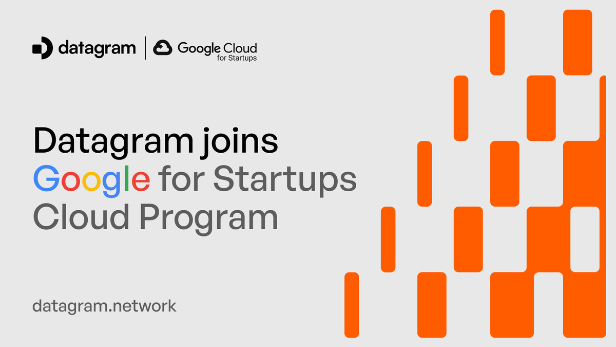 Datagram Network (@dgramnetwork) on Twitter photo Datagram has joined the <a href="/GoogleStartups/">Google for Startups</a> Cloud Program, unlocking up to $350K in Google Cloud and Firebase credits to accelerate our AI-powered decentralized networking.
This will supercharge the development of Datagram’s Intelligent Coordination Layer, the AI backbone driving Datagram has joined the <a href="/GoogleStartups/">Google for Startups</a> Cloud Program, unlocking up to $350K in Google Cloud and Firebase credits to accelerate our AI-powered decentralized networking.
This will supercharge the development of Datagram’s Intelligent Coordination Layer, the AI backbone driving