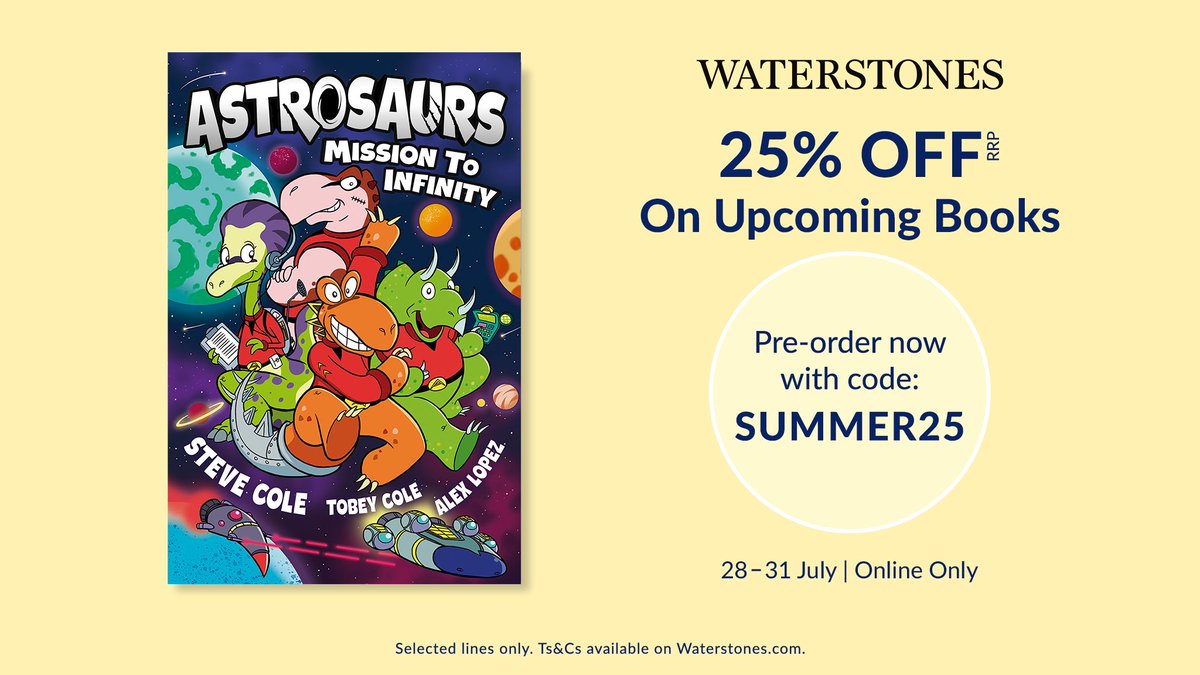 Sorry for the plug but you can get a quarter off the RRP of the new #Astrosaurs graphic novel when you order online and enter SUMMER25 at the checkout. This offer finishes tomorrow! Please repost and pass on the savings. #WPreorder
