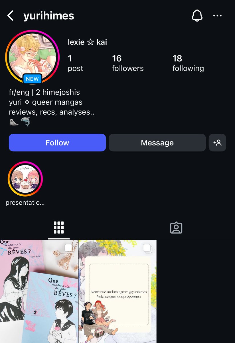 me and my friend <a href="/mikuwizard/">kai​ 🦈​</a> started an instagram account to promote yuri there! we noticed a lack of yuri fans particularly on the french side so we wanted to change that

everything will be translated in english so don’t hesitate to support us, thank you 💗