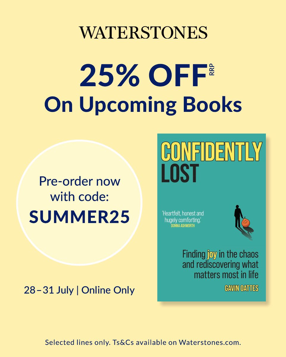 25% off when you pre-order Confidently Lost: Finding Joy in the Chaos and Rediscovering What Matters Most in Life by <a href="/gavinoattes/">Gavin Oattes</a> on <a href="/Waterstones/">Waterstones</a> - offer ends tomorrow. #selfhelp waterstones.com/book/confident…