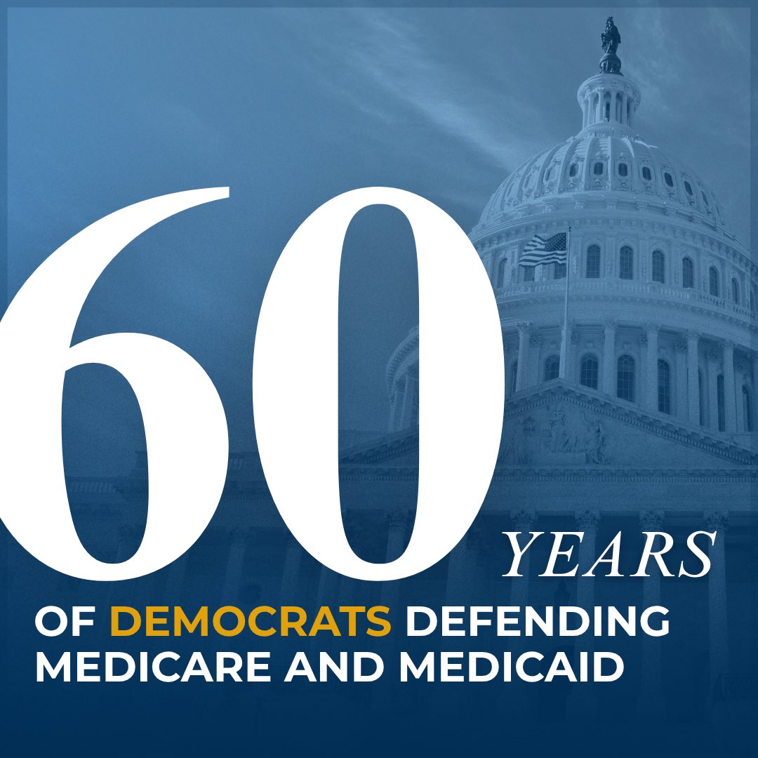 Today marks 60 years of Medicaid and Medicare. 

Millions of Americans rely on these critical lifelines for their health care. 

Unlike Republicans, House Democrats are fighting to protect and strengthen these vital programs.